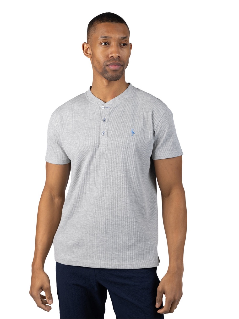 TAILORBYRD MENS CREW NECK HENLEY T-SHIRT GREY HEATHER SHIRT SIZE LARGE NWT